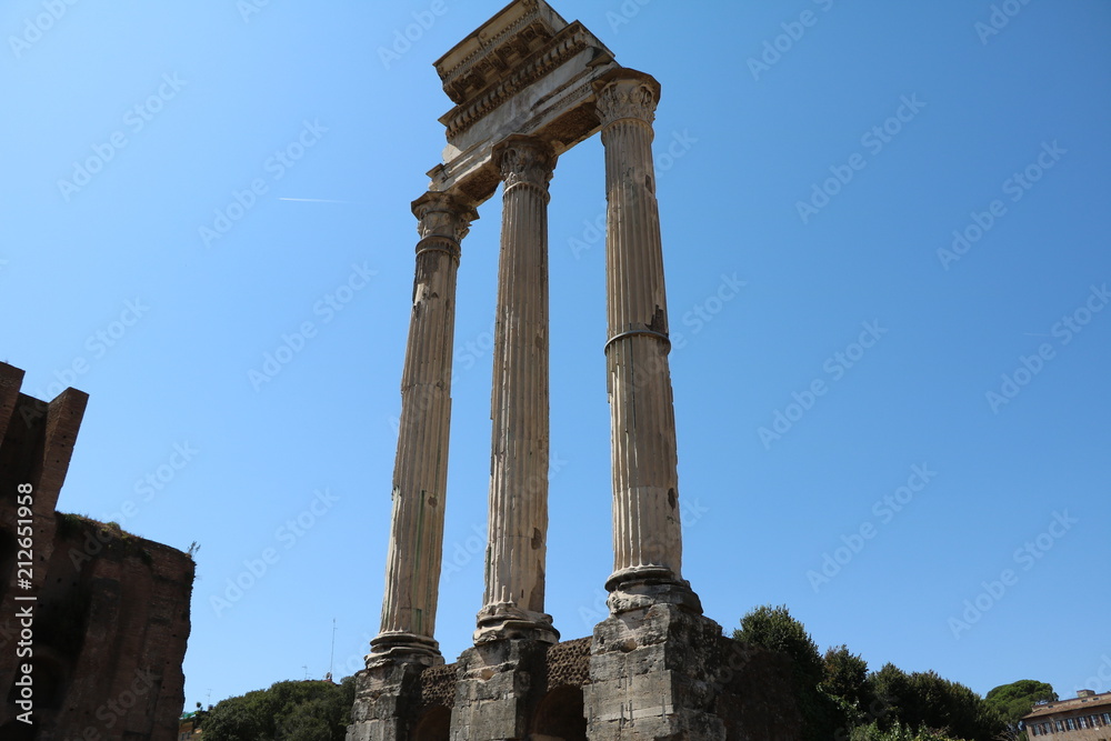 View to Dioskurentempel in Forum Romanum, Rome Italy View to Dioskurentempel in Forum Romanum, Rome Italy