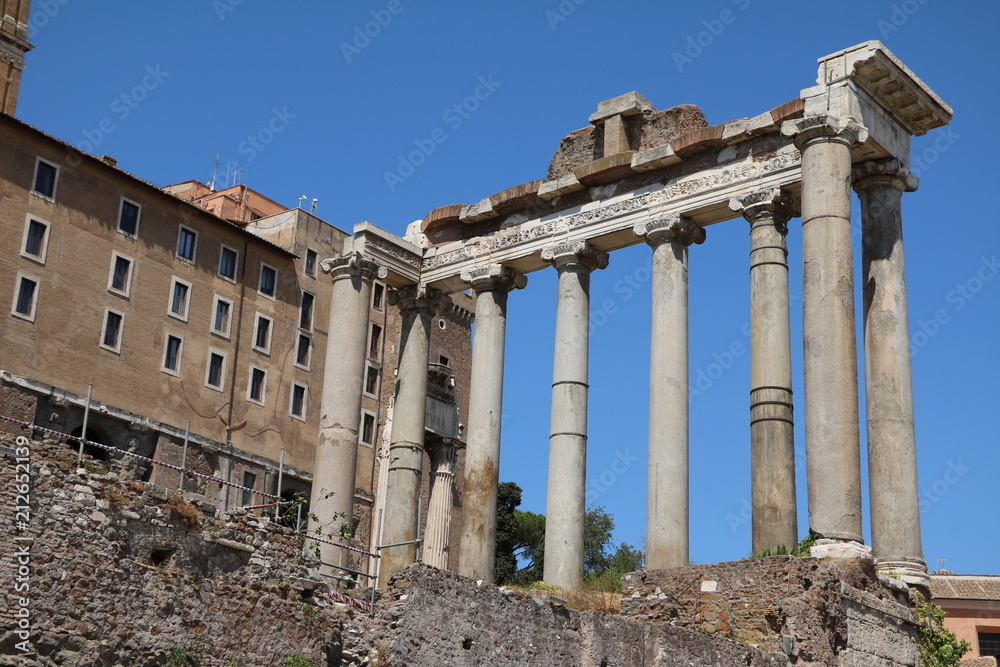 Fototapeta Tabularium and Temple of Saturn in Forum Romanum, Italy