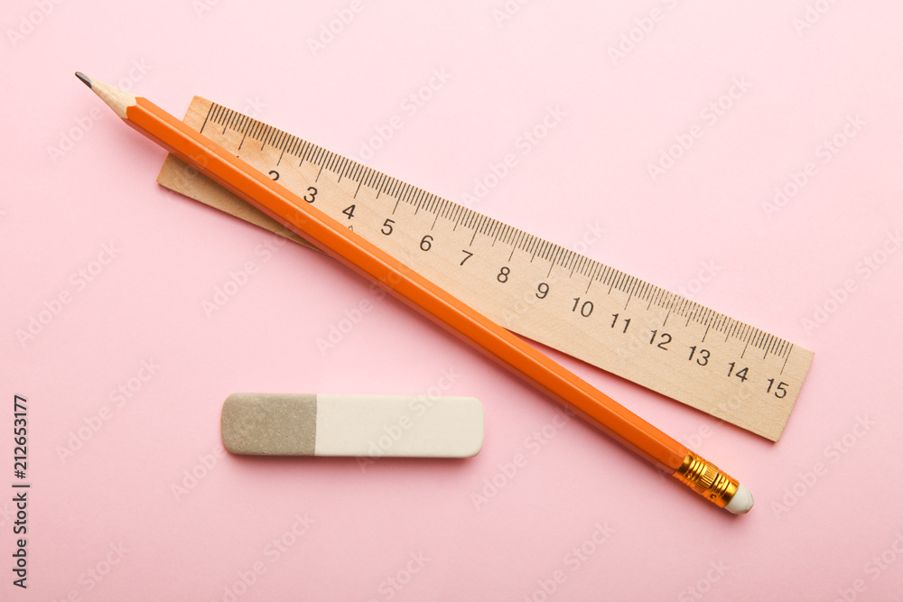 Ruler pencil and eraser Ruler pencil and eraser