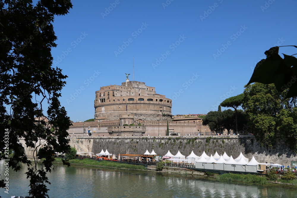 View to Castel Sant’Angelo on the Tiber River in Rome, Italy