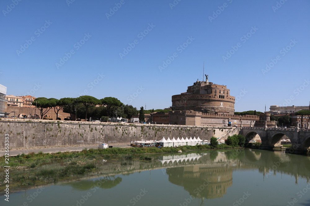 Castel Sant’Angelo and Angel Bridge on the Tiber River in Rome, Italy Castel Sant’Angelo and Angel Bridge on the Tiber River in Rome, Italy