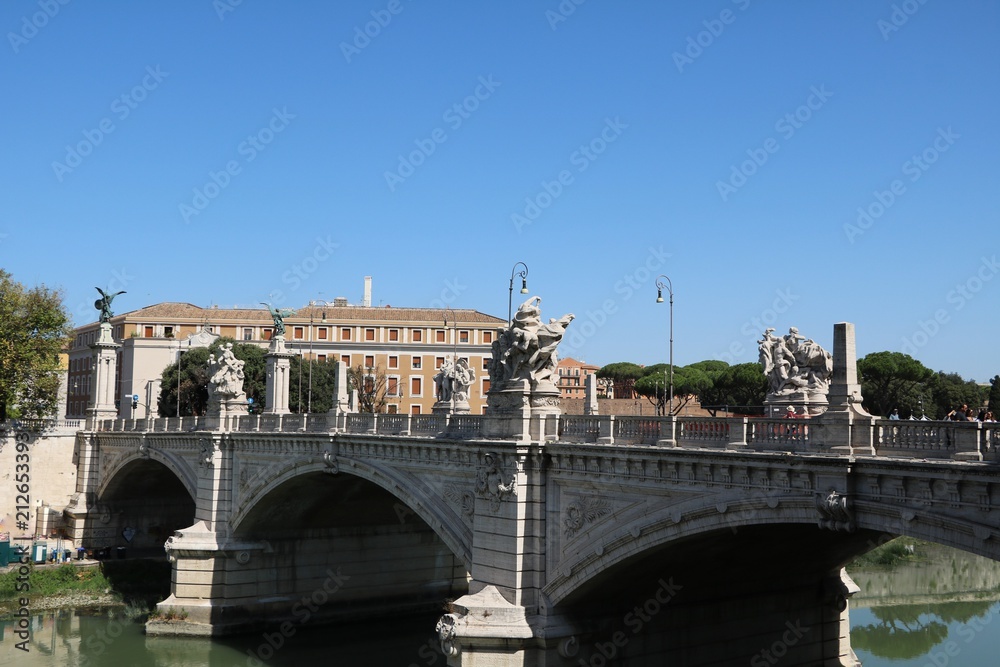 Ponte Vittorio Emanuele IIover river Tiber in Rome, Italy