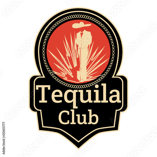 Tequila lovers club badge emblem vector template