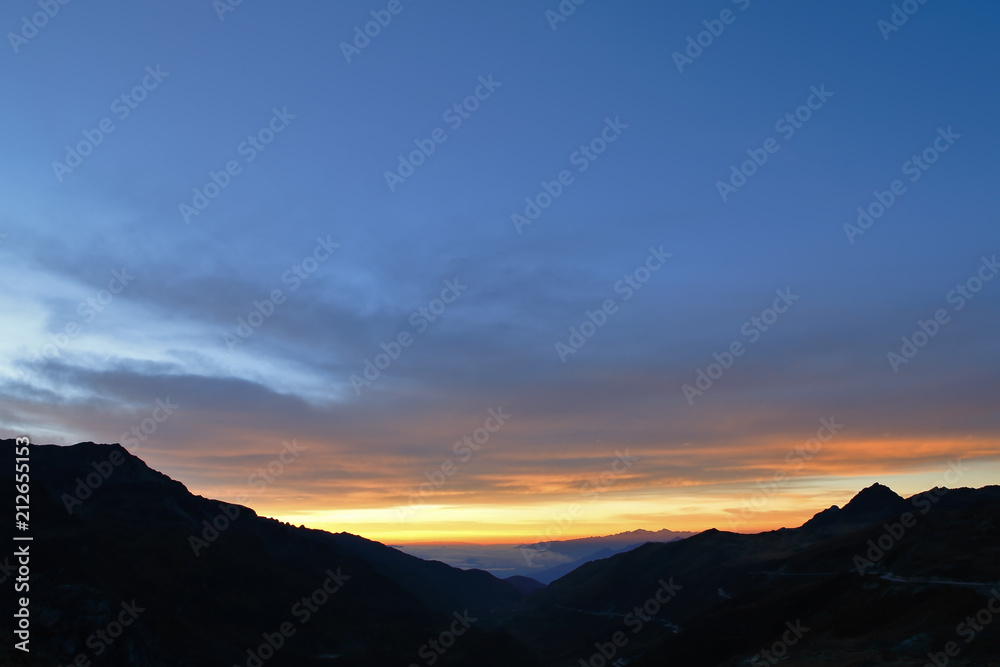 Beautiful sunrise witnessed from the Huaytapallana mountain range.