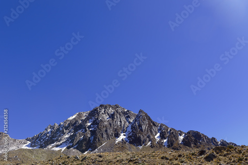 Beautiful view of the mountain peak in the Huaytapallana mountain range.