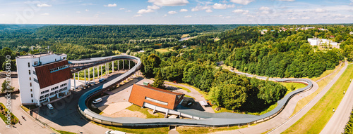 Принти на полотні Sigulda / Latvia - June 7 2016 : The Aerial view on the Sigulda bobsleigh, luge,