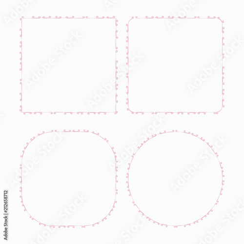 thin simple pink delicate frame decoration decor stroke curb frame princess square circle vector isolated on white background objects