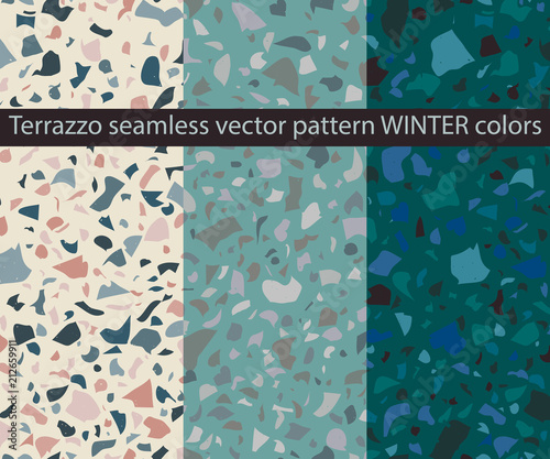 Abstract background in WINTER colors - TERRAZZO seamless pattern
