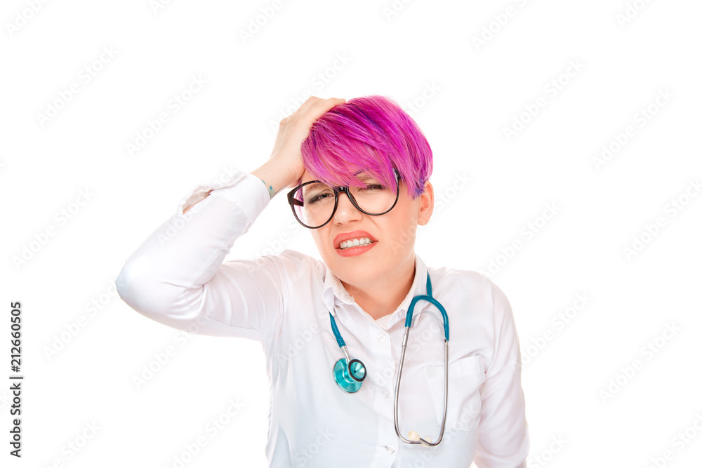 Disappointed woman upset with medical failure