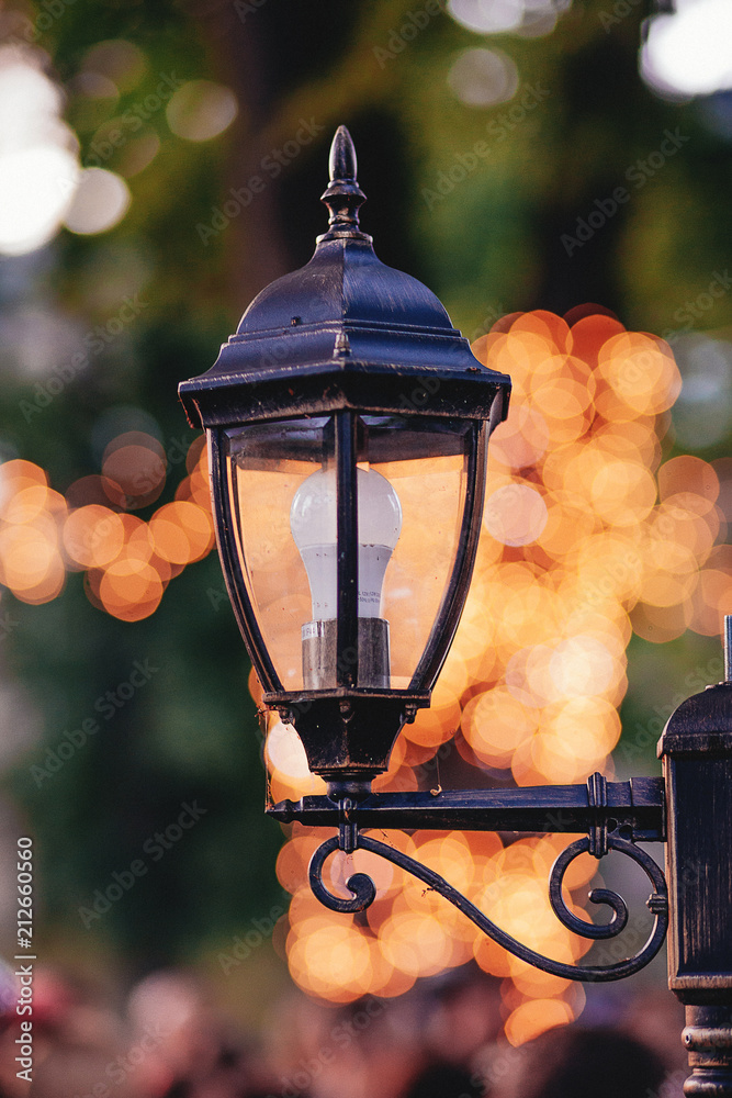 lamp light lantern street old antique glass isolated