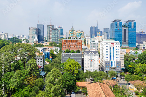 Ho Chi Minh City metropolis and downtown of Saigon, Vietnam