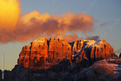 Print op canvas Brenta Dolomites in sunset light, Italy, Europe