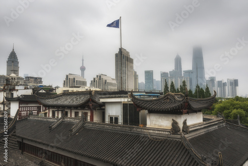 Old city of Shanghai in a cloudy day, China.