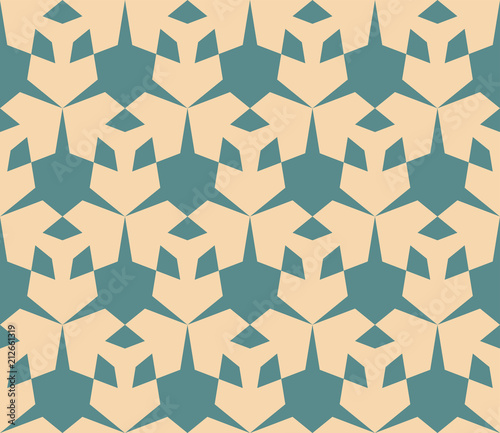 Retro vintage geometric seamless pattern with triangular shapes, hexagonal grid