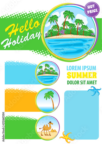 Travel agency advert design, Exotic Sea Travel banner, summer holiday vector template, touristic company flyer