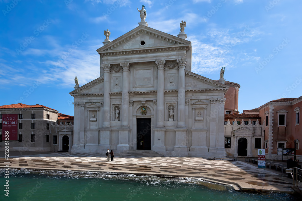 Water splashing San Giorgio Maggiore Church Venice Italy