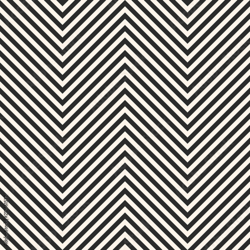 Zigzag stripes seamless pattern. Vector chevron texture. Black and white diagonal lines, striped zig zag. Simple modern abstract geometric background. Universal repeat design for decoration, prints