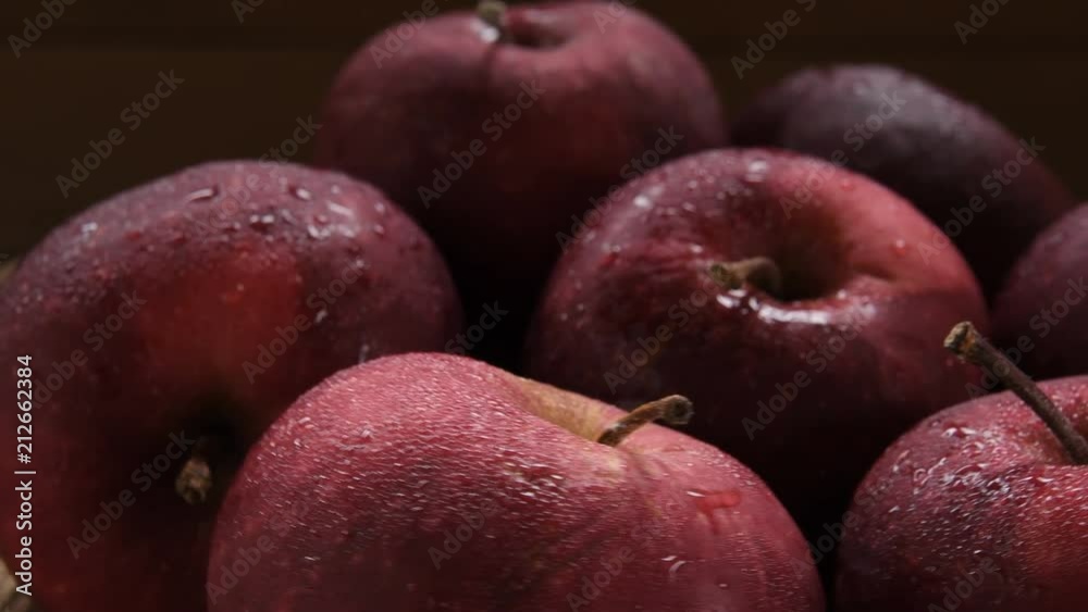 Fresh organic ripe apple fruits on old wooden table, Red apples Fresh organic ripe apple fruits on old wooden table, Red apples