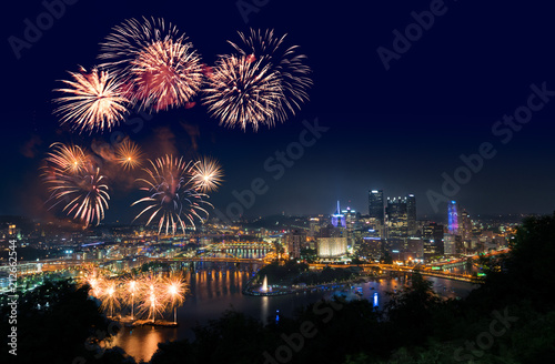 Fireworks over Pittsburgh for Independence Day © steheap
