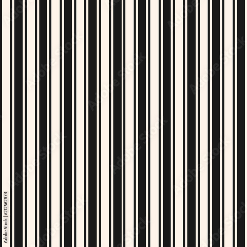 Vertical stripes seamless pattern. Simple vector lines texture. Modern abstract geometric striped background. Repeat monochrome design element for prints, decor, wrap, card, textile, furniture, fabric