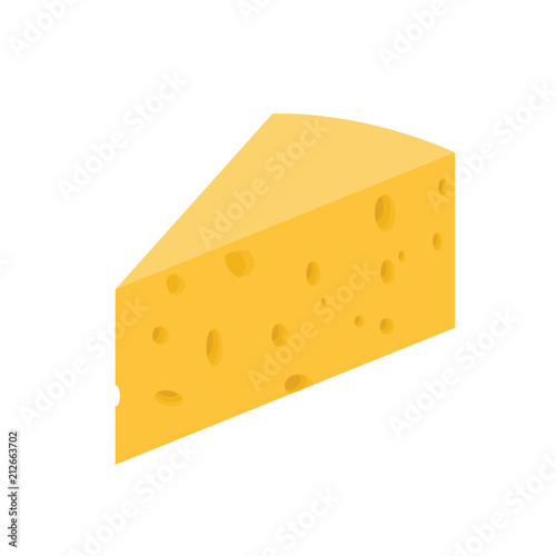 Cut cheese piece isolated on white background