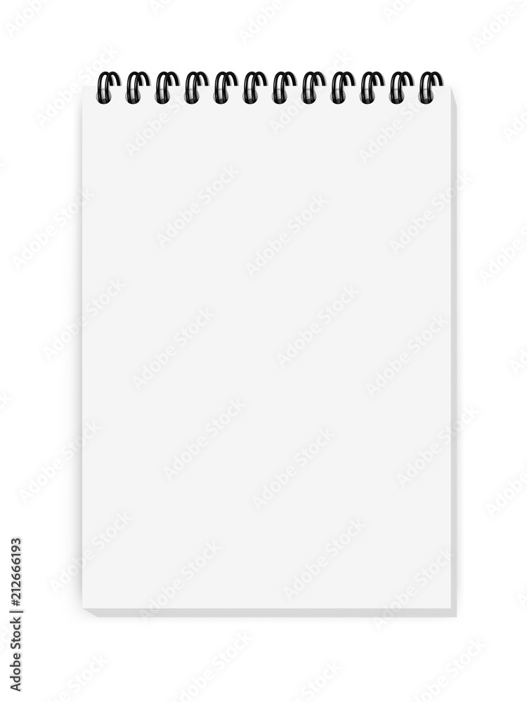 Vector realistic image(mockup, layout) of a notepad, located