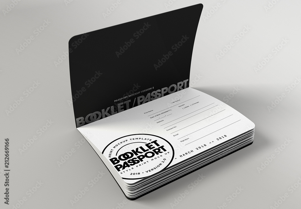 Passport Booklet Mockup Stock Template Adobe Stock