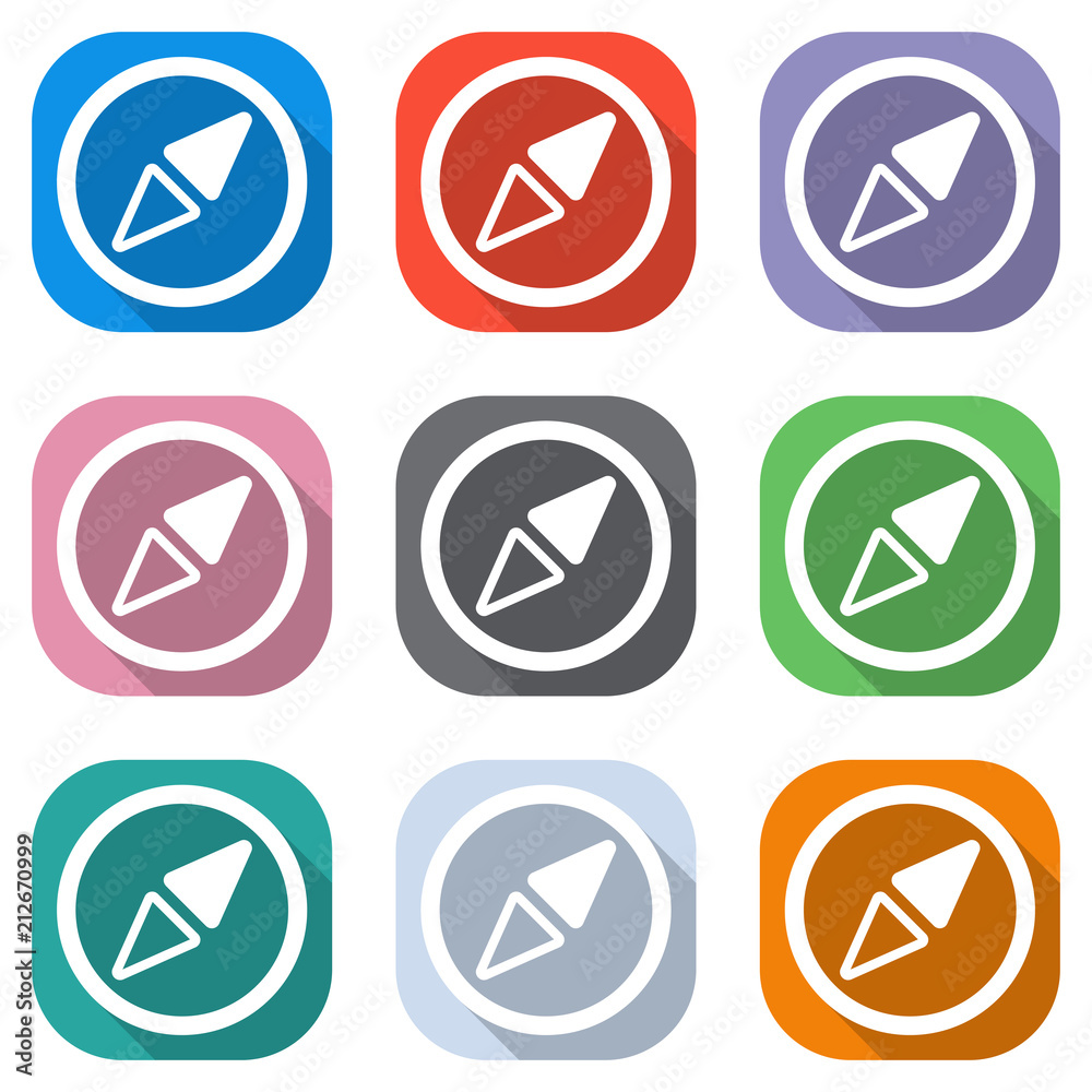 Simple compass icon. Set of white icons on colored squares for applications. Seamless and pattern for poster Simple compass icon. Set of white icons on colored squares for applications. Seamless and pattern for poster