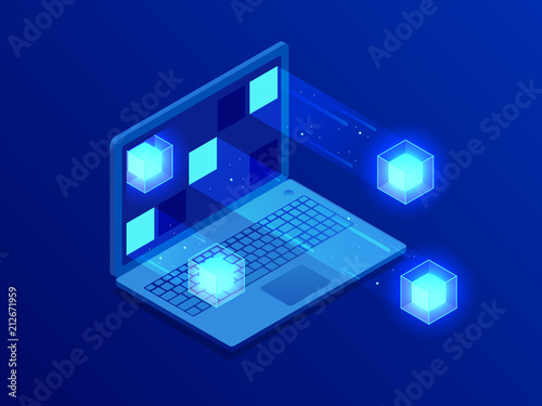 Augmented reality, artificial intelligence, big data processing, energy station of future, futuristic data visualization, space interface. Vector illustration for infographics and design.