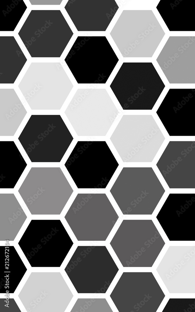 White honeycomb with a gradient color. Isometric geometry. 3D illustration White honeycomb with a gradient color. Isometric geometry. 3D illustration