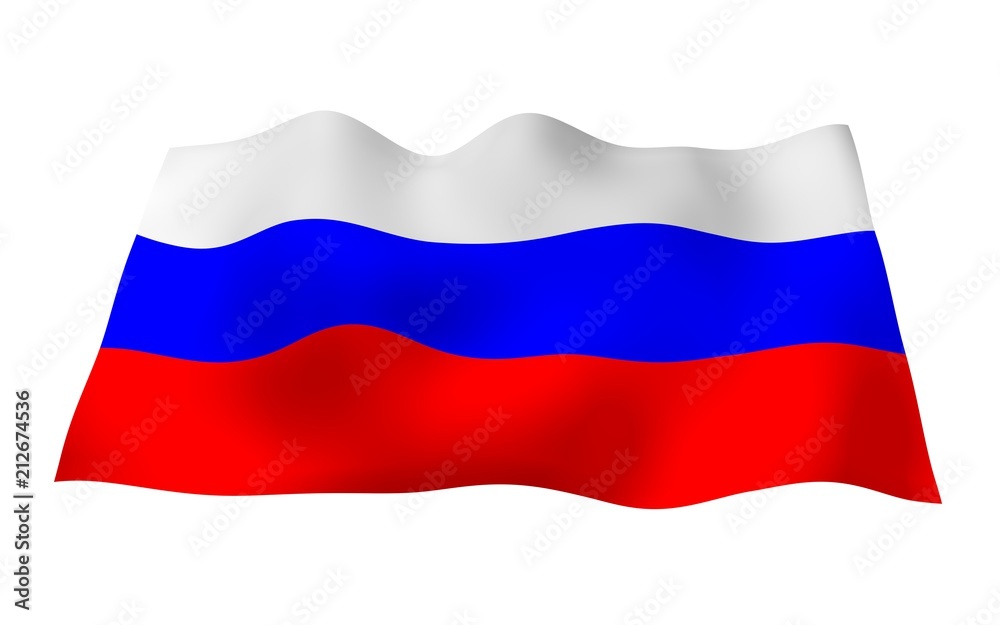 Waving flag of the Russian Federation. The National. State symbol of the Russia. 3D illustration Waving flag of the Russian Federation. The National. State symbol of the Russia. 3D illustration