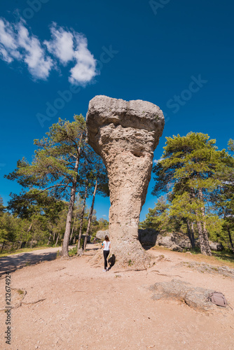 La Ciudad encantada. The enchanted city natural park, group of crapicious forms limestone rocks in Cuenca, Spain. photo
