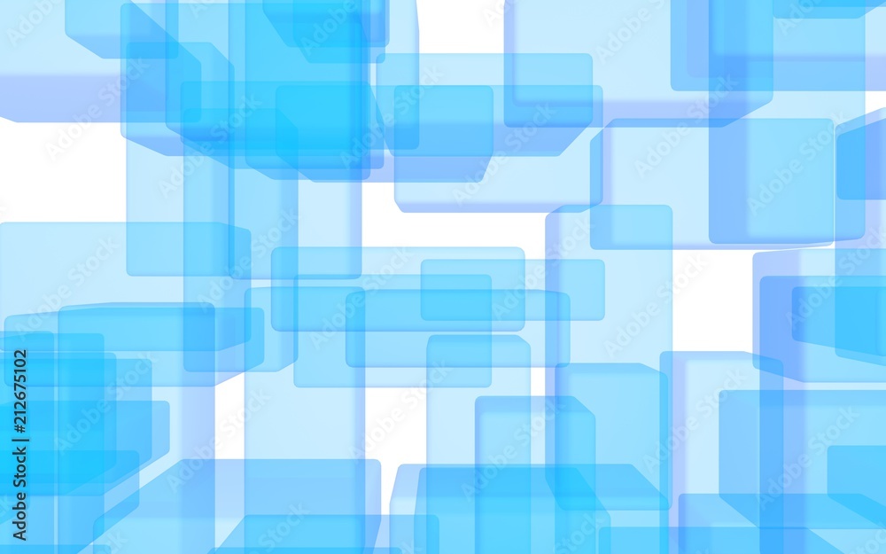 Blue and white abstract digital and technology background. The pattern with repeating rectangles. 3D illustration Blue and white abstract digital and technology background. The pattern with repeating rectangles. 3D illustration