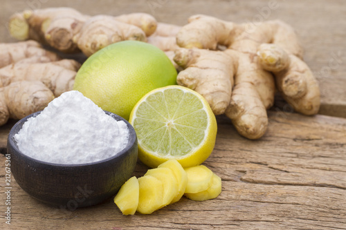 ginger, lemon and baking on the table