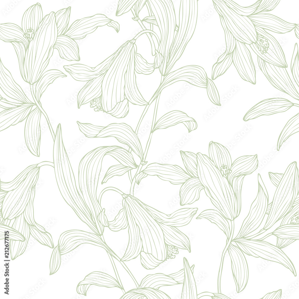 Seamless pattern with flowers lily
