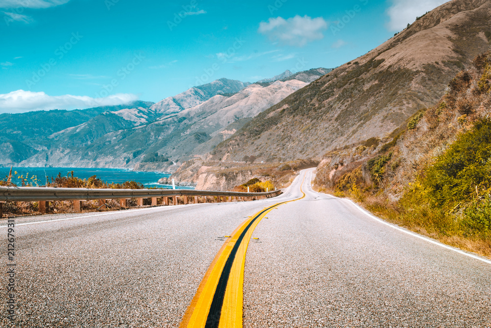 Famous Highway 1 at California Central Coast, Big Sur, USA