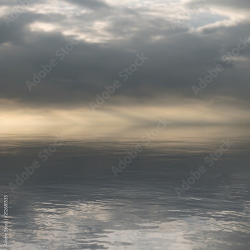 空　雲　夕日　薄明光線 cloud,sunny,sky,sunset,panorama, crepuscular rays © kx59