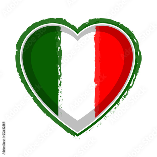 Heart shaped flag of Italy