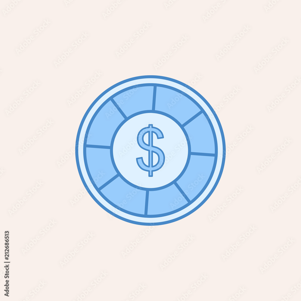 casino chip with dollar icon. Element of casino icon for mobile concept and web apps. Field outline casino chip with dollar icon can be used for web and mobile casino chip with dollar icon. Element of casino icon for mobile concept and web apps. Field outline casino chip with dollar icon can be used for web and mobile