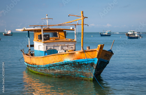 Beautiful fishing boat floating in the bay