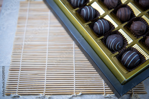 Different types of chocolates in a box.