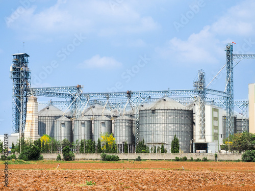 Industrial factory of animal feed storage.