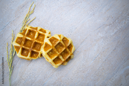 Waffles for breakfast for background. (Selective focus) photo