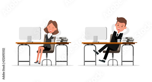 Set of Businessman and Businesswoman character vector design. no38