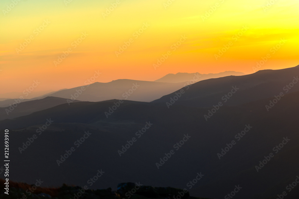 Mountains landscape at the sunset 
