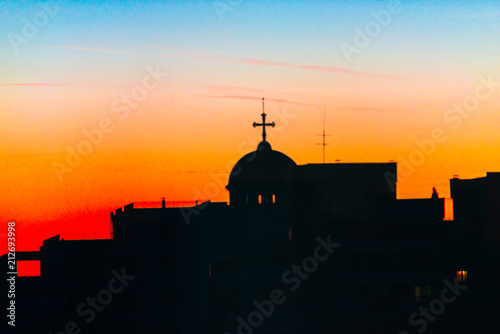 Red sky at the sunset