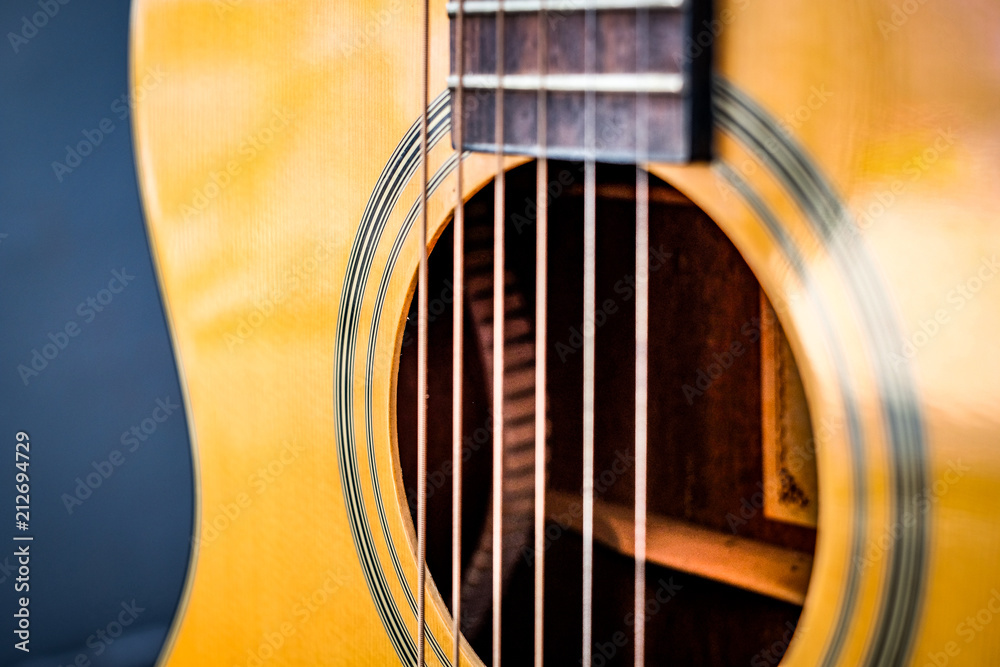 Obraz premium guitar classic build by wooden style use for entertainment on classic jazz and folk song