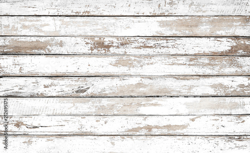 Tableau sur Toile Vintage white wood background - Old weathered wooden plank painted in white color