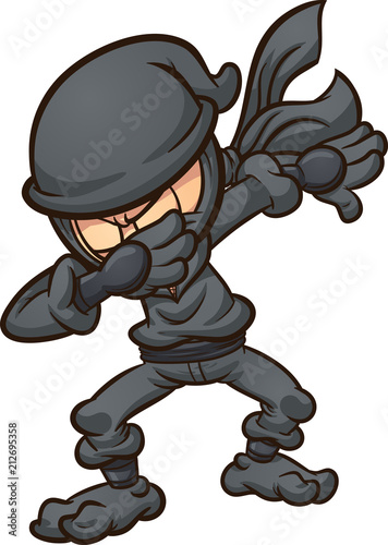 Dabbing cartoon ninja. Vector clip art illustration with simple gradients. All in a single layer. 
