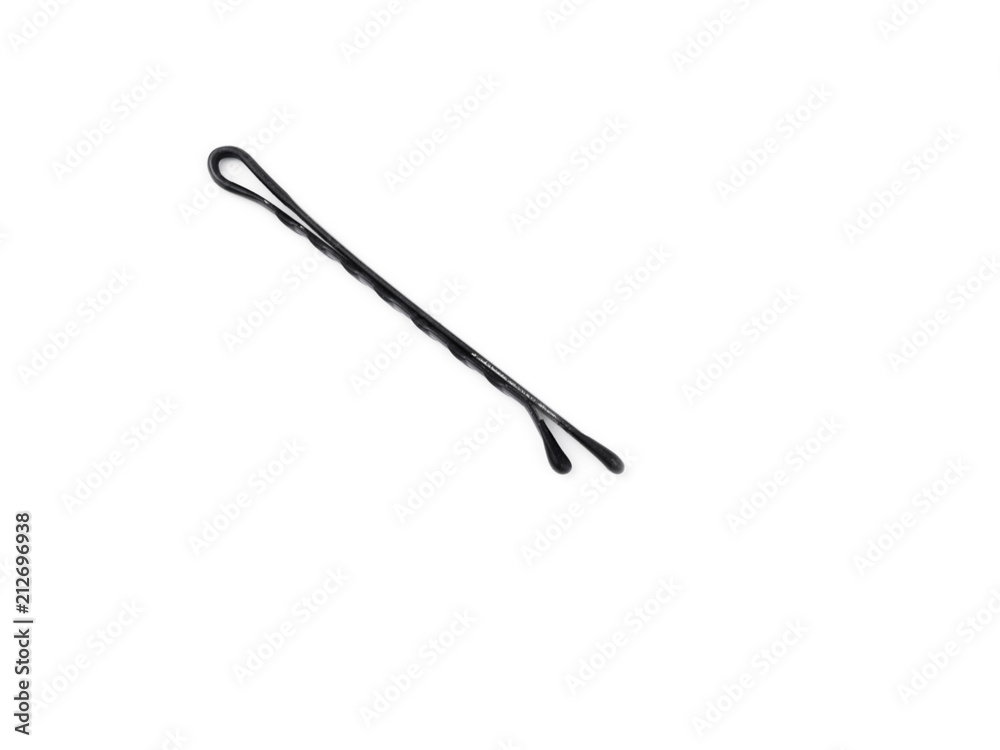Small black metal hairpin on white Small black metal hairpin on white